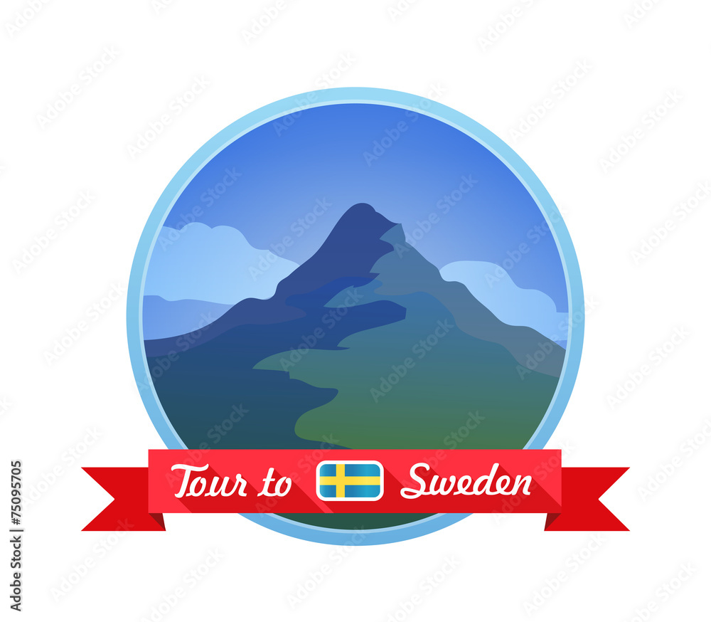 Naklejka premium Beautiful Nature Landscape in Vector Emblem with Caption