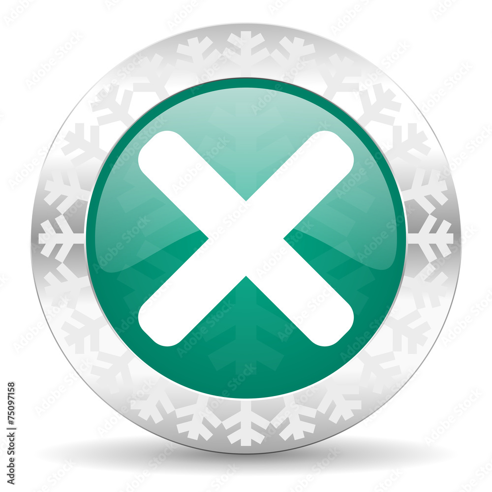 Fototapeta premium cancel green icon, christmas button, x sign