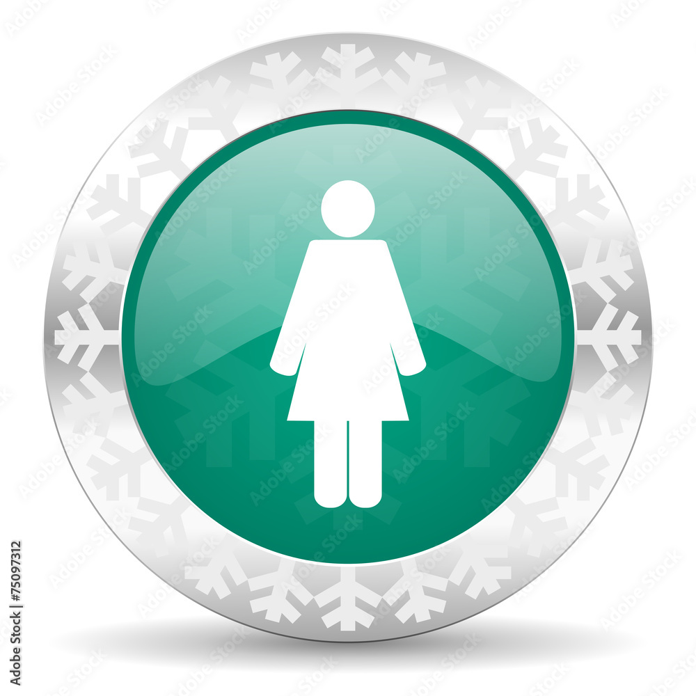 female green icon, christmas button, female gender sign female green icon, christmas button, female gender sign