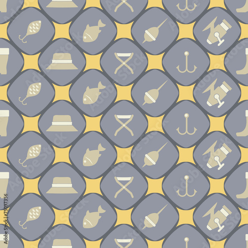 seamless background with fishing attributes