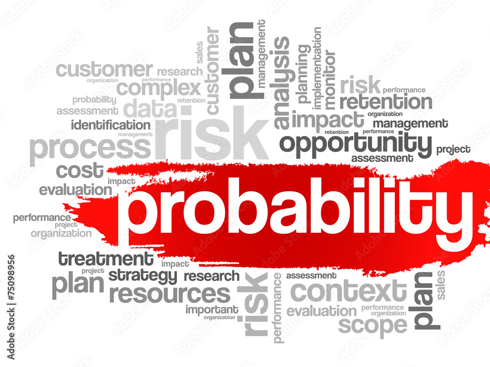 Probability concept in word tag cloud, vector background