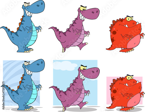 Dinosaur Cartoon Characters 2. Collection Set