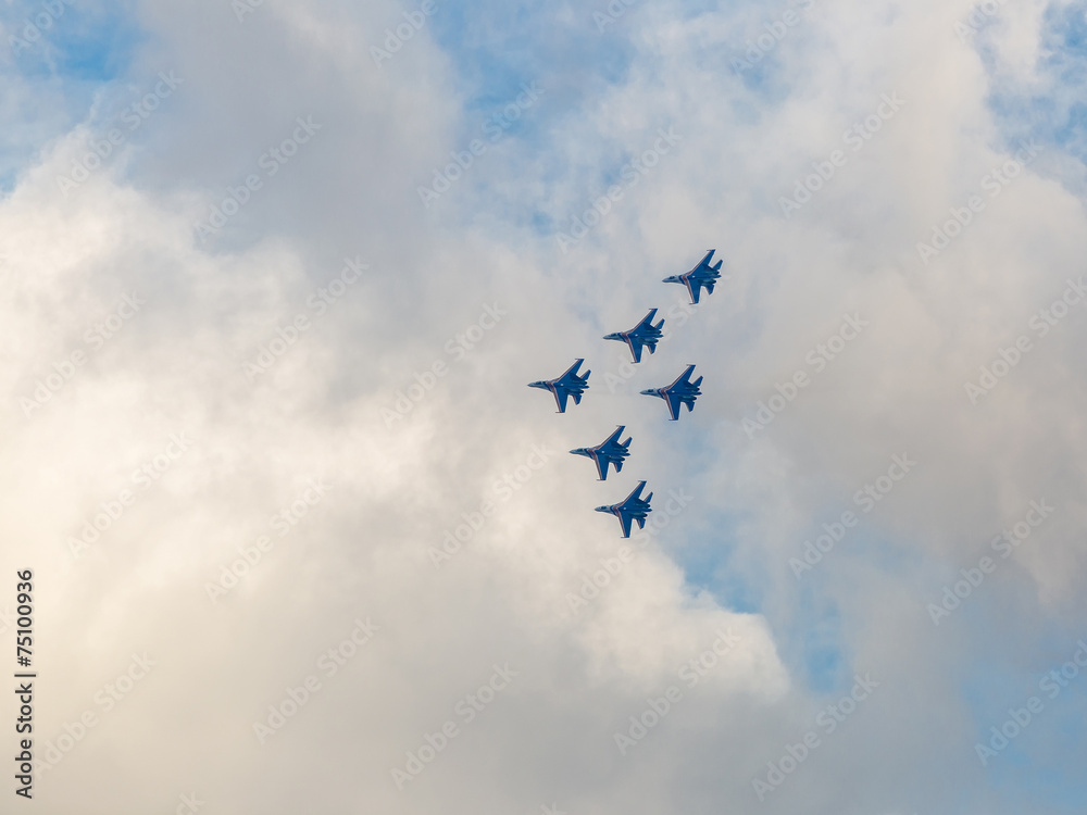 Six war jet planes in sky Six war jet planes in sky