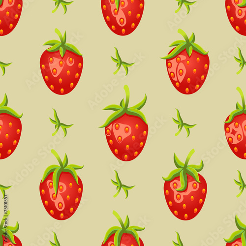 Illustration Strawberries Seamless Background