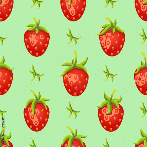 Fototapeta Naklejka Na Ścianę i Meble -  Illustration Strawberries Seamless Background