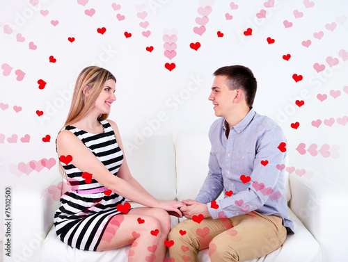 Loving couple sitting