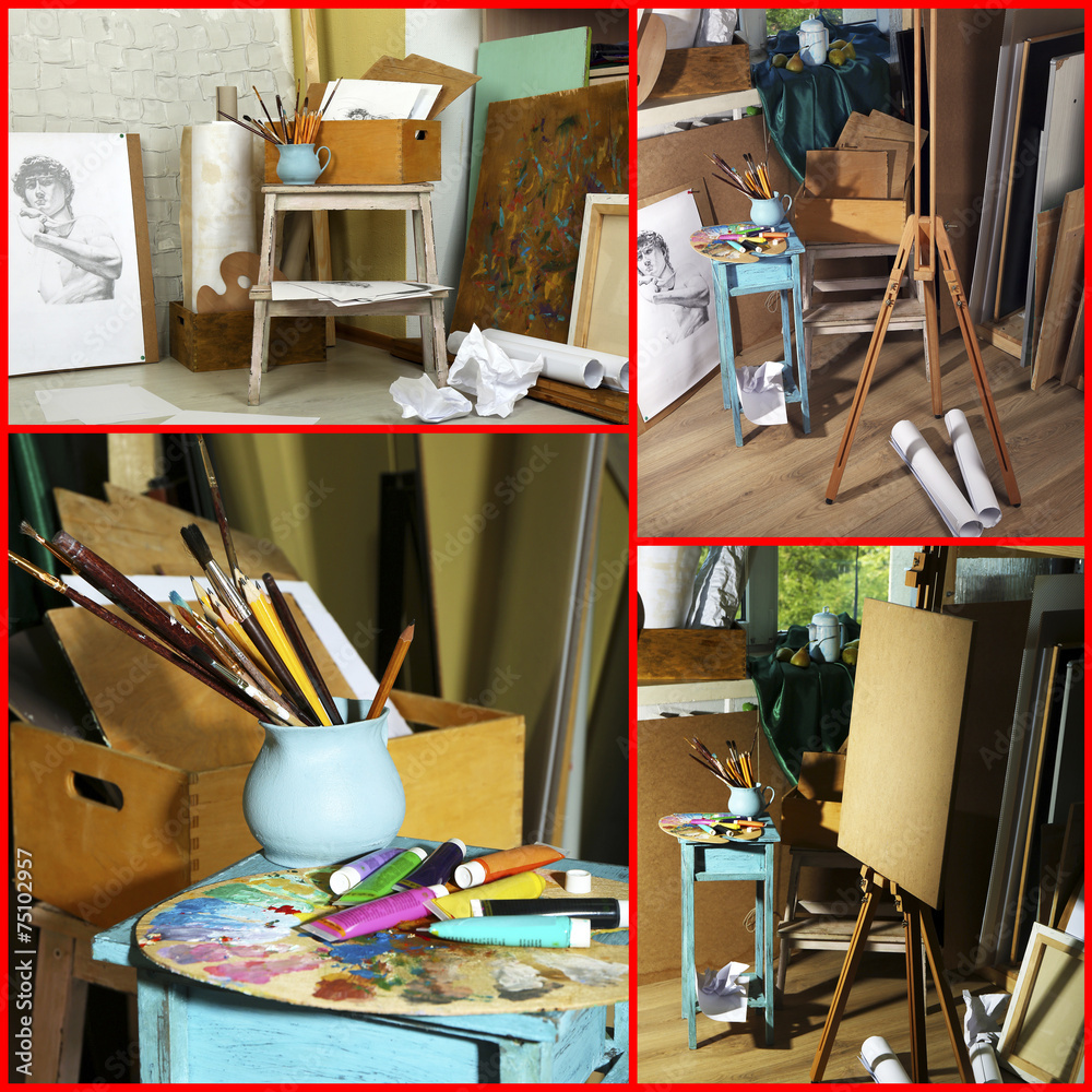 Artist's studio collage
