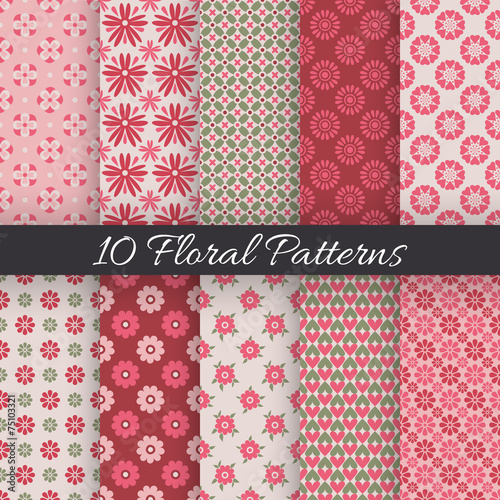 Cute floral seamless patterns. Vector illustration
