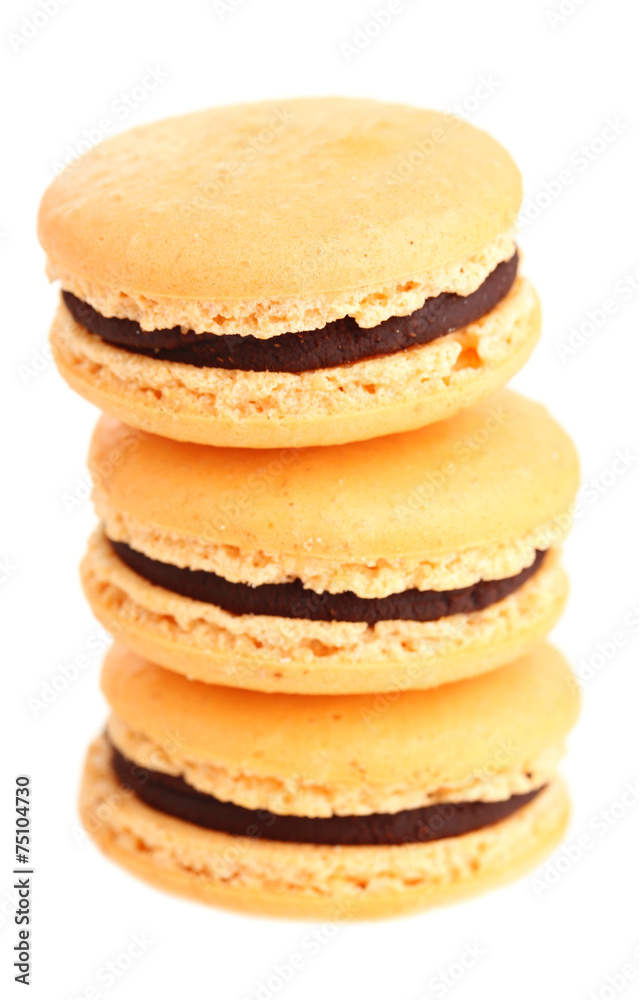 Gentle colorful macaroons isolated on white Gentle colorful macaroons isolated on white
