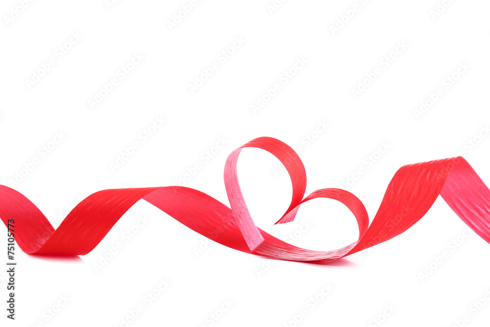 Ribbon shaped as heart isolated on white background Ribbon shaped as heart isolated on white background