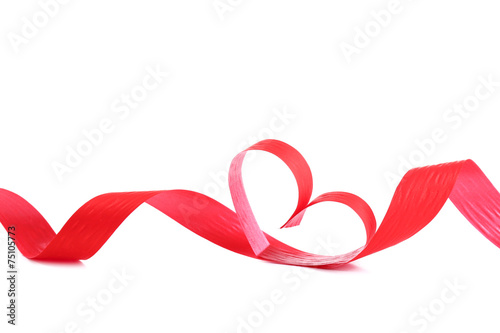 Ribbon shaped as heart isolated on white background