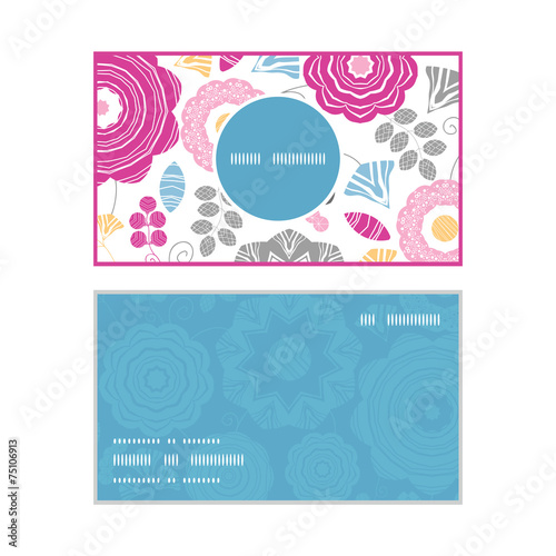 Vector vibrant floral scaterred vertical round frame pattern