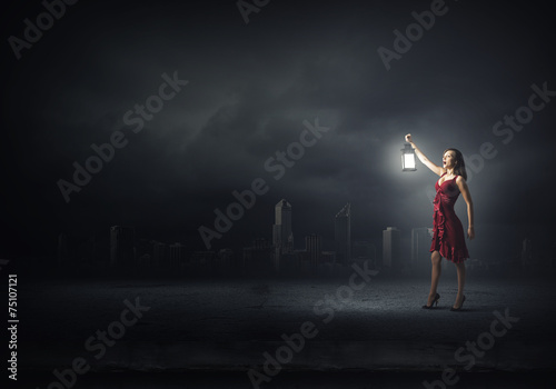 Woman lost in darkness