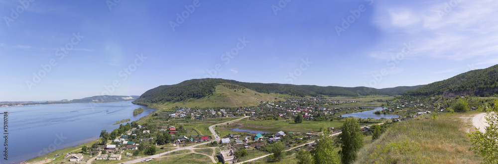 The settlement on the banks of the great river, panorama