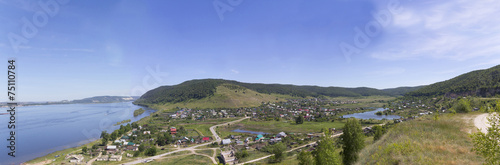 The settlement on the banks of the great river, panorama