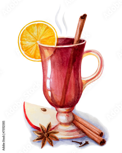 Mulled wine with spices.