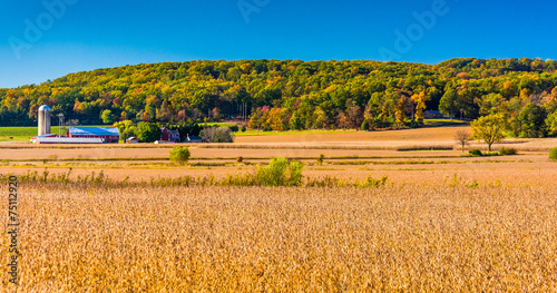 Tableau sur toile View of farms and hills near Hanover, Pennsylvania.