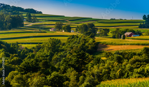 View of rolling hills and farms in Southern York County, Pennsyl photo