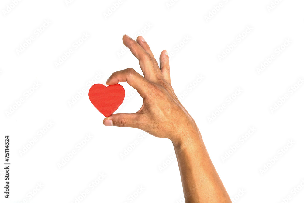 Hand with heart isolated on white background Hand with heart isolated on white background