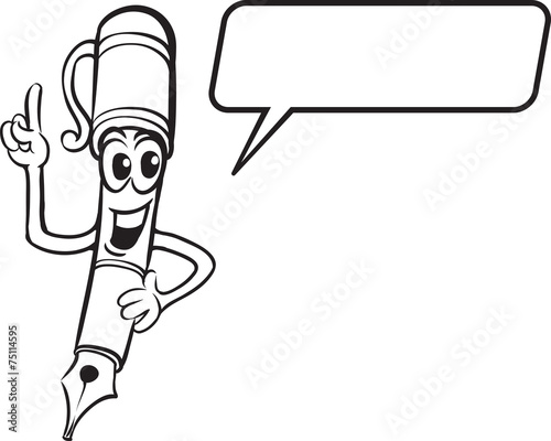 coloring book - cartoon fountain pen character