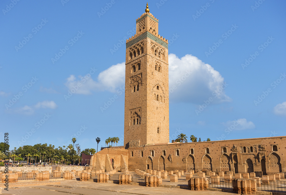 Koutoubia mosque in marrakech morocco.