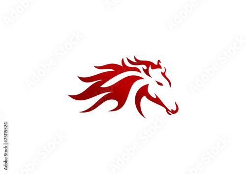 horse head power logo, energy red Fire business horse symbol, animal energy icon run vector design
