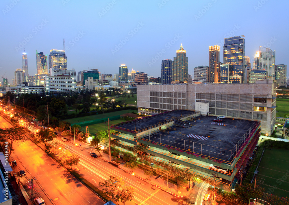 Fototapeta premium landscape of skyscraper in Bangkok business district