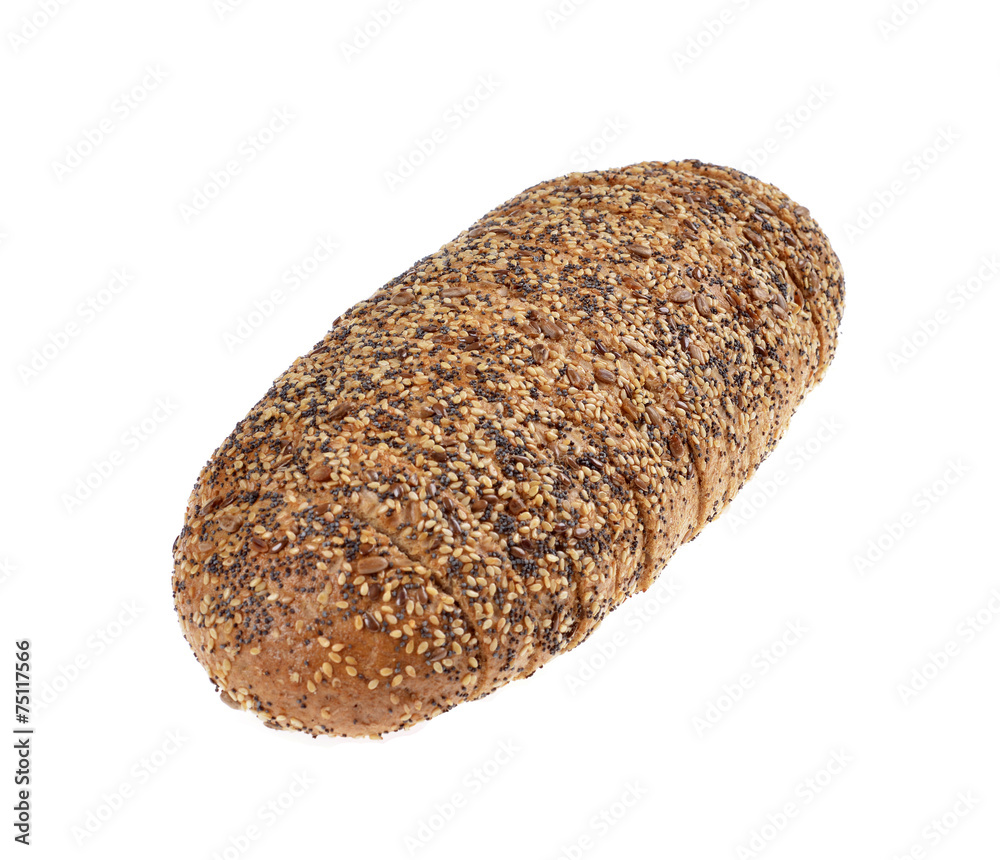 Close-up on whole grain bread isolated white background Close-up on whole grain bread isolated white background