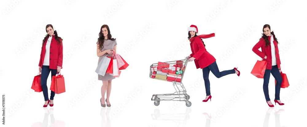 Composite image of different elegant brunettes Composite image of different elegant brunettes