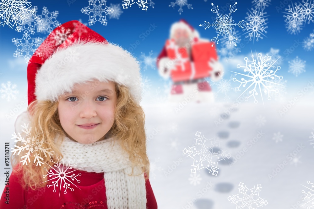 Composite image of cute girl in santa hat Composite image of cute girl in santa hat