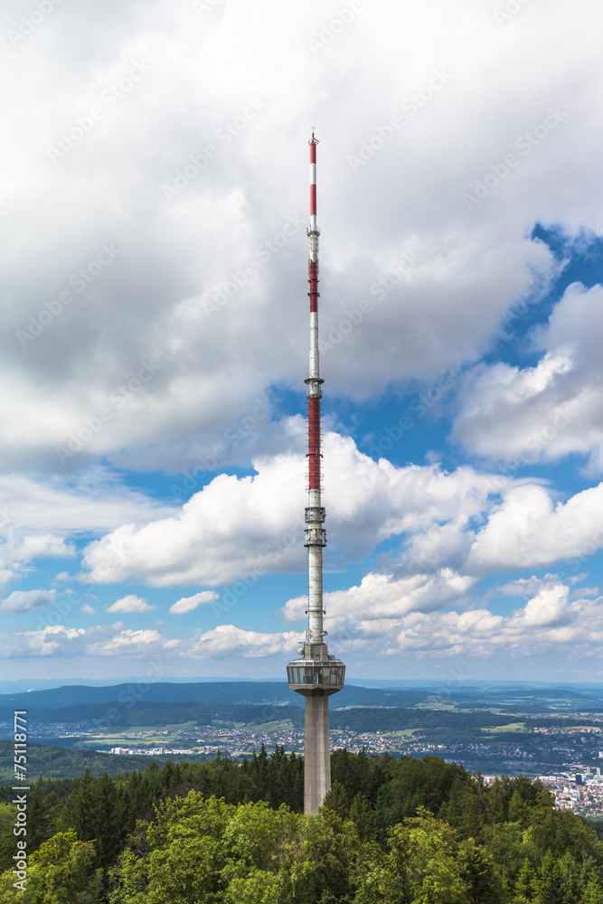 Obraz premium Televesion tower on top of uetliberg in Zurich