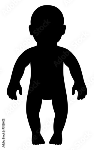 Full length front view standing baby silhouette