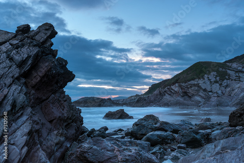 Print op canvas Dusk at Whitsand Bay