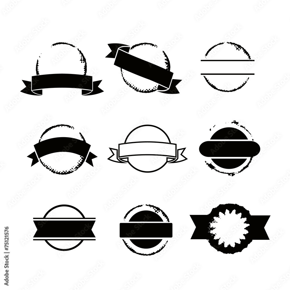 round stamps with ribbons set vector