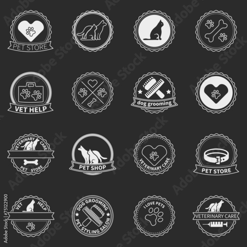 Set of dog ans cats logos and badges