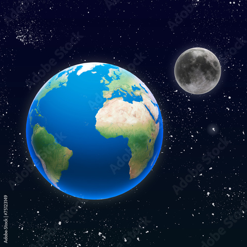 Pianeta terra con luna photo