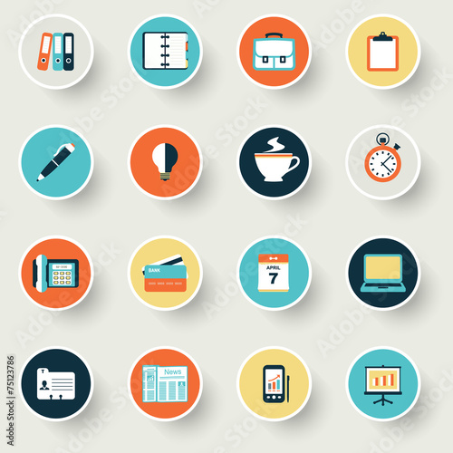 Business modern flat color icons.