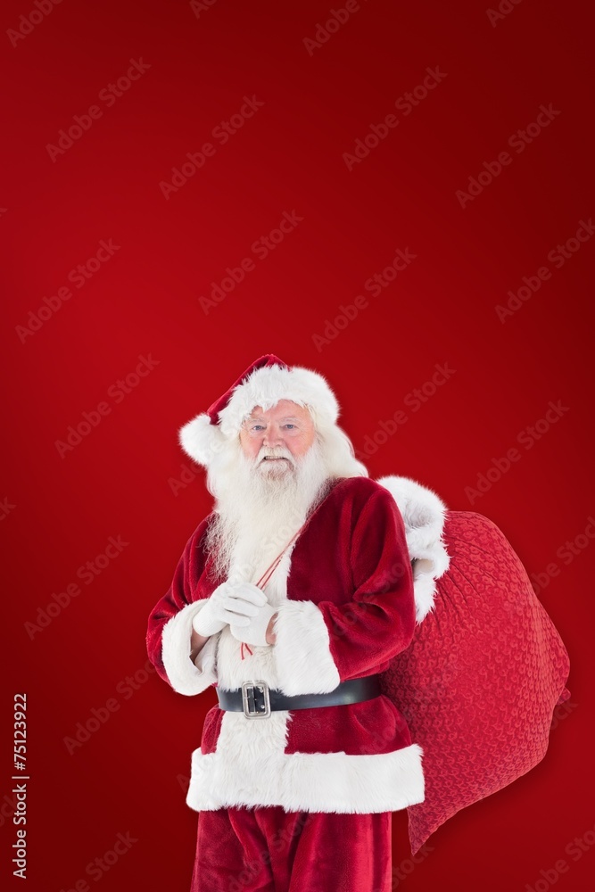 Composite image of santa carries his red bag Composite image of santa carries his red bag