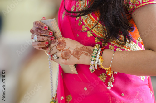 Henna design , saree , bride , traditional hindu wedding , Rajasthan, royal India  © N | R