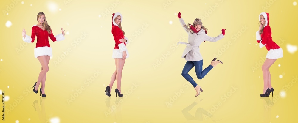 Composite image of different festive blondes Composite image of different festive blondes