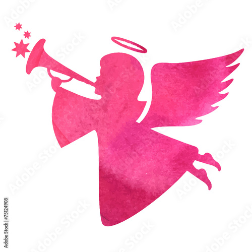watercolor silhouette of an angel.watercolor painting on white b