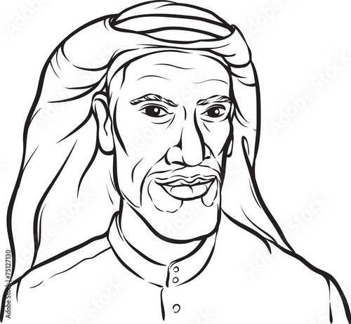whiteboard drawing - portrait of a smiling arab