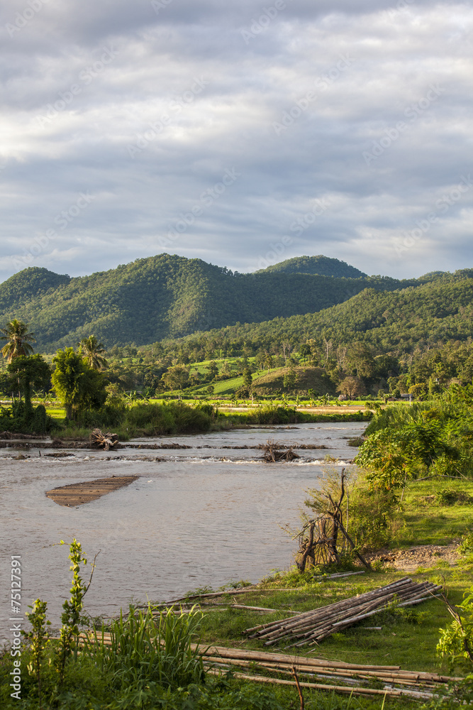 View on Pai river in Mae Khong Son province, Thailand