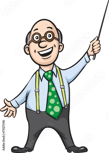 smiling professor with pointer