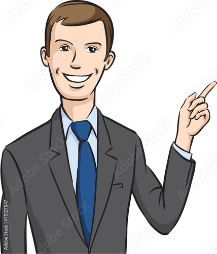 Smiling businessman pointing the finger