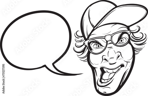 whiteboard drawing - angry geek with glasses