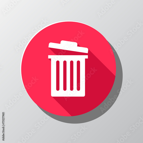 Trash can or garbage bin icon in pink circle - delete sign