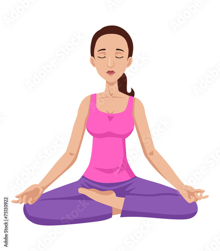 Cartoon illustration of a woman meditating