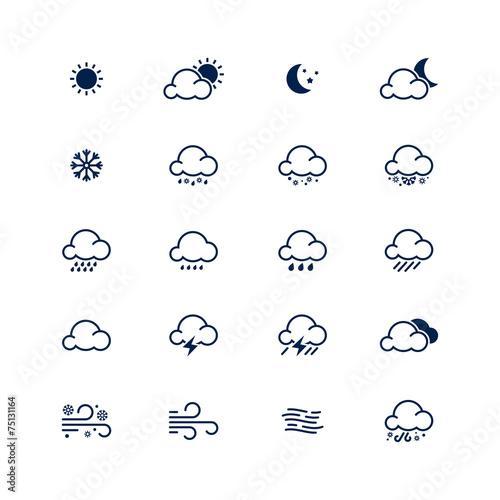Simple line weather icon set. Vector illustration. Meteorology s