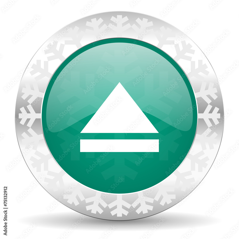 eject green icon, christmas button, open sign eject green icon, christmas button, open sign